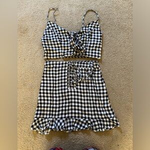 Gingham skirt and top set,